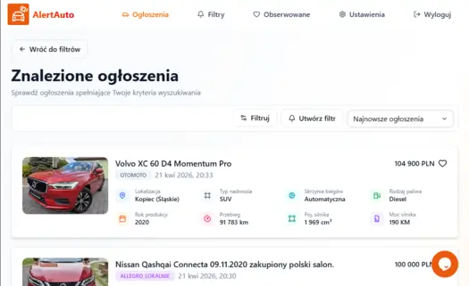 Alert Auto application preview